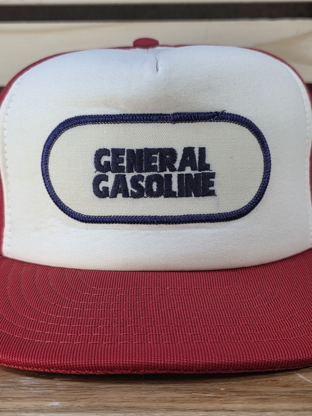 Vintage General Gasoline Trucker Hat - White Front with Red Bill